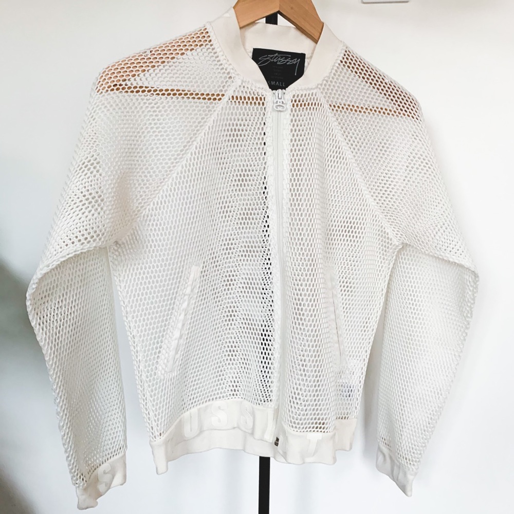 Stussy White Mesh Bomber
